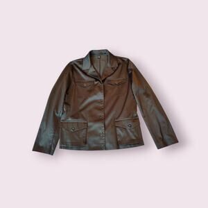 Isda & Co. Womens Utility Field Style Shine Jacket Army Green‎ Size Large